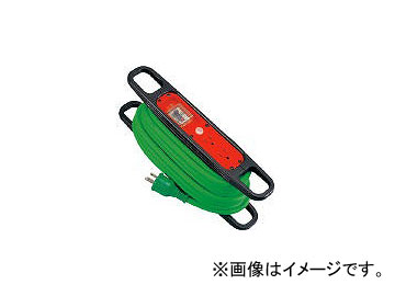 日動工業/NICHIDO ハンドリール 100V 3芯×10m 緑 アース過負荷漏電しゃ断器付 HREK102G(1256874) JAN：4937305011898 :438610640:オートパーツエージェンシー