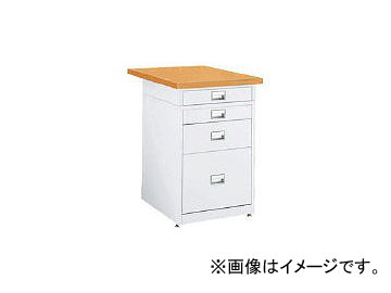 トラスコ中山/TRUSCO 作業台用サイドキャビネット 木目天板付 500×750 W色 UDCT1110175W