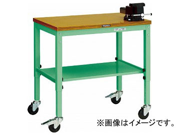 トラスコ中山/TRUSCO UTVC型移動作業台 900×600 バイス・車輪付 YG色 UTVC960V12YG