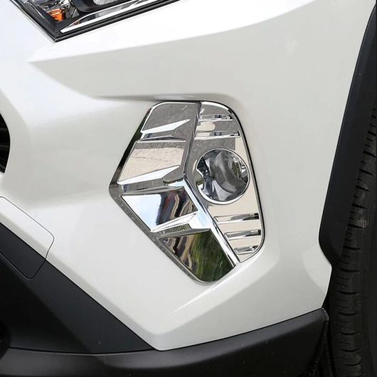 当てはめる: トヨタ RAV4 RAV 4 2019-2022 炭素衣料繊維 向こう正面 フォグランプ 取りまかなう 刈り込み フォグライト フォグライト クローム 2 SR-AA-4384