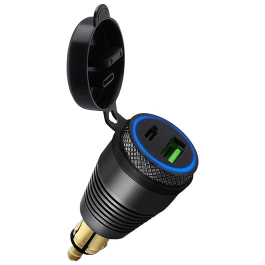 オートバイ DIN プラグ 防水 チャージャー QC3.0 USB チャージャー \u0026 タイプ C 30W パワー デリバリー アダプタ ソケット SR-AA-8346の画像