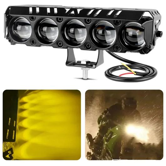 5 レンズ オートバイ 28W 3570 LED スポットライト ホワイト イエロー ハイ ロー ビーム ヘッドライト 補助 ドライビング ランプ 2ピース SR-BB-4162の画像