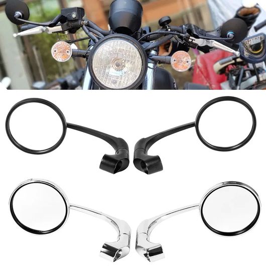 レトロ バックミラー 8MM/10MM オートバイ リア ビュー ミラー ユニバーサル モト サイド ミラー ハンドルバー ミラー 適用: ブラック・シルバー SR-BB-4171の画像