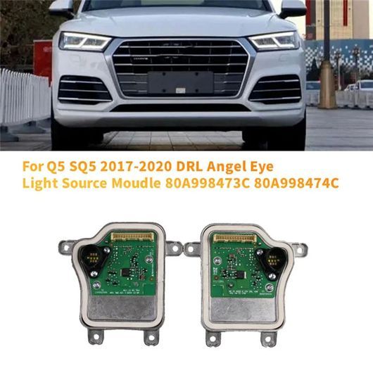 1ペア フロント ヘッドライト LED モジュール モジュール DRL エンジェル アイ ライト 適用: Q5 SQ5 2017-2020 80A998473C 80A998474C SR-CC-9499_1