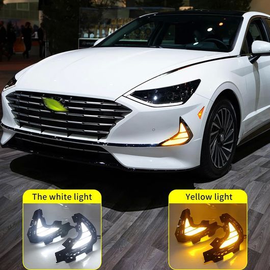 2ピース 適用: ヒュンダイ/現代/HYUNDAI ソナタ 2020 2021 DRL LED フォグランプ DRL アクセサリー ホワイト イエロー SR-DD-0729の画像