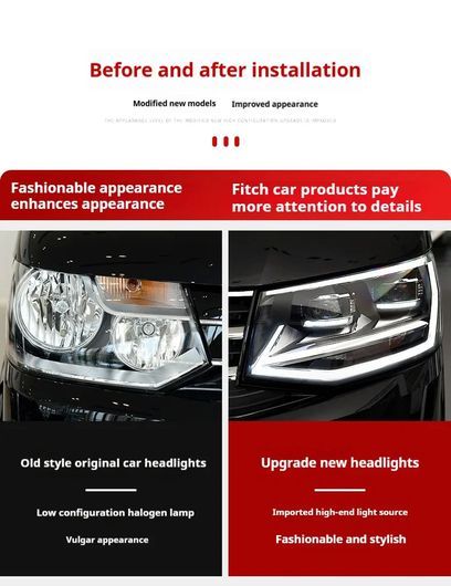 適用: VW マルチバン カラベル T5 ヘッドライト 2014-2019 LED 1ペア ヘッドライト VW カラベル・VW マルチバン T5 SR-DD-3548_6
