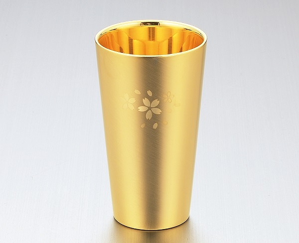 18-8ステンレスW構造金メッキ仕上げタンブラー 金の贅 桜 SK-004(0233052)