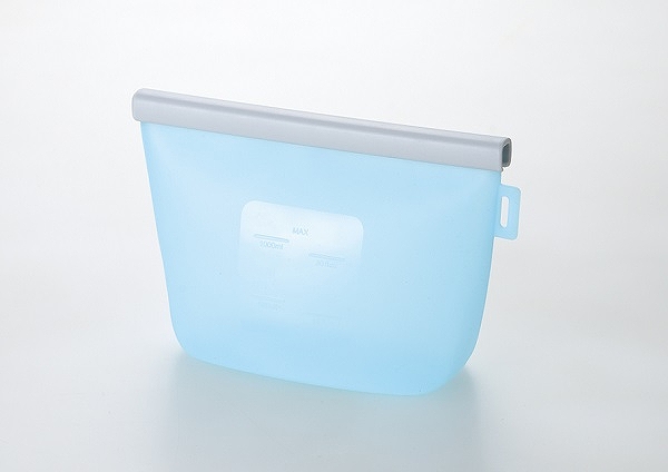くり返し使えるシリコン保存バッグ ブルー 1,000mL SV-7527(0355086)