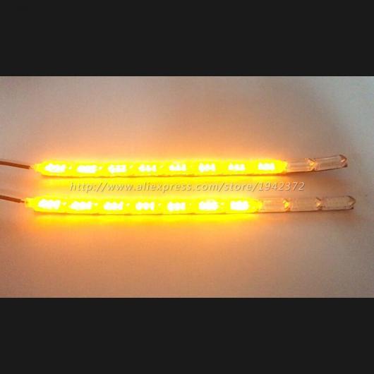 2ピース 防水 フレキシブル ユニバーサル LED DRL レッド イエロー・ホワイト イエロー 50cm 16LED AL-MM-8566 AL