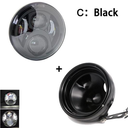 7インチ 80W ドット オートバイ ヘッドランプ エンジェル アイ LED ヘッドライト 7インチ シェル ハウジング 1セット 60W ブラック AL-KK-2649 2輪 AL_1