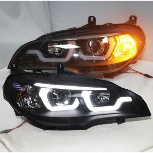 2ピース 適用: X5 E70 2007-2013 ヘッドライト ヘッド ランプ ブラック ハウス BMW E70 X5 2007-2013 ヘッドライト 2ピース AL-OO-0318 AL