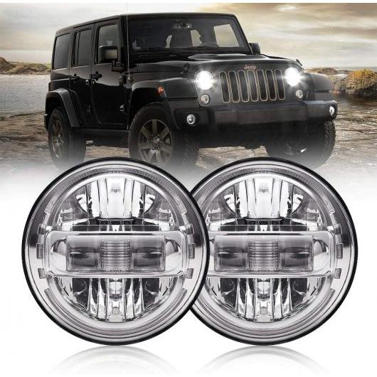 7インチ LED ヘッドライト 適用: ラーダ/LADA ニーヴァ 4×4 H4 ハイ ロー ビーム 2ピース ブラック・2ピース シルバー AL-OO-0859 AL_2