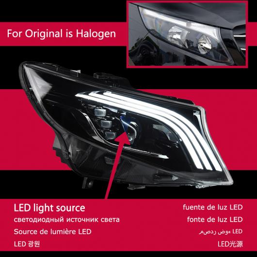 ヘッド ランプ 適用: メルセデス・ベンツ ヴィト LED ヘッドライト 2015-2019 ヘッドライト ヴィト V260 DRL ウインカー ハイ ヴィト AL-OO-7950 AL