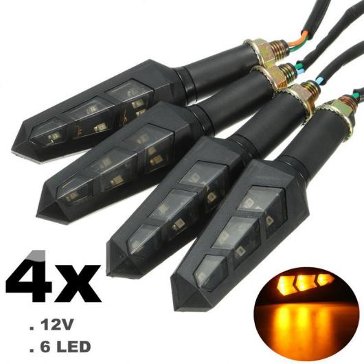 4ピース 12V ユニバーサル ちらつき フロー 6 LED オートバイ ウインカー インジケータ ブリンカー フレキシブル アンバー ライト 4ピース AL-RR-5893 AL