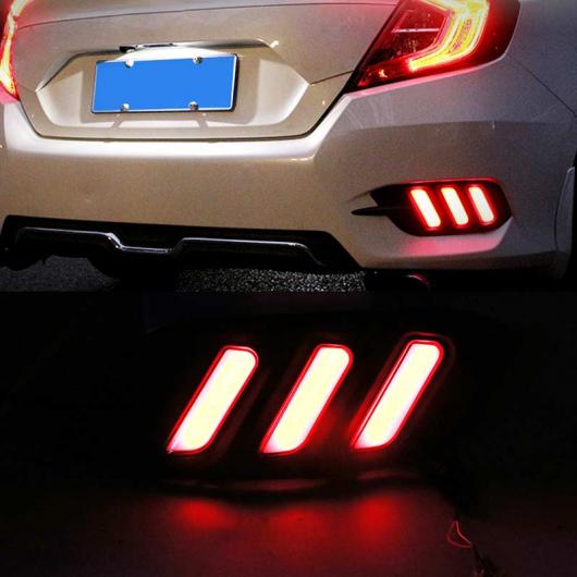 リア 駆動 ライト ホンダ シビック 10TH 2016 2017 テールブレーキ バンパー リフレクター LED デイタイム 警告灯 3 Functions AL-AA-9591