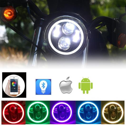 5.75インチ オートバイ プロジェクター LED ヘッドライト イカリング 1×60W ホワイト イエロー・1ピース 50W ホワイト AL-KK-2544 2輪 ALの画像