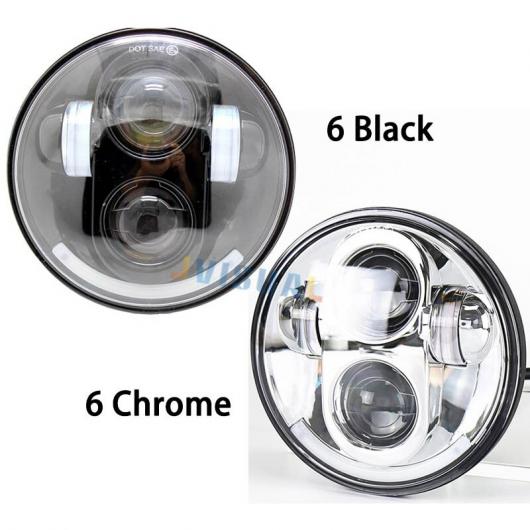5.75インチ オートバイ プロジェクター LED ヘッドライト イカリング 1×60W ホワイト イエロー・1ピース 50W ホワイト AL-KK-2544 2輪 ALの画像
