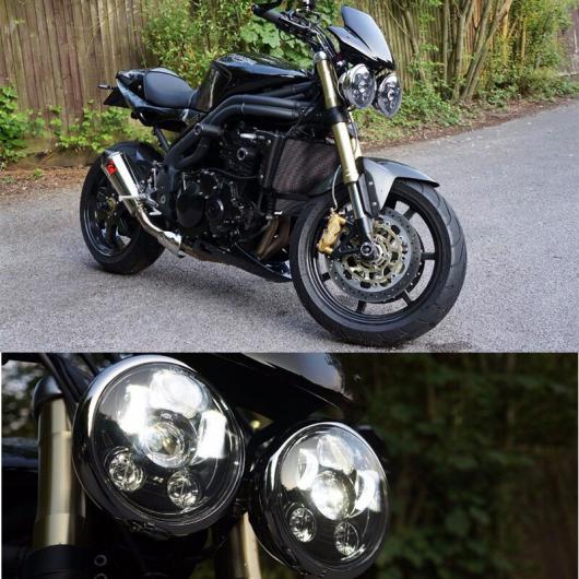 5.75インチ オートバイ プロジェクター LED ヘッドライト イカリング 1×60W ホワイト イエロー・1ピース 50W ホワイト AL-KK-2544 2輪 ALの画像