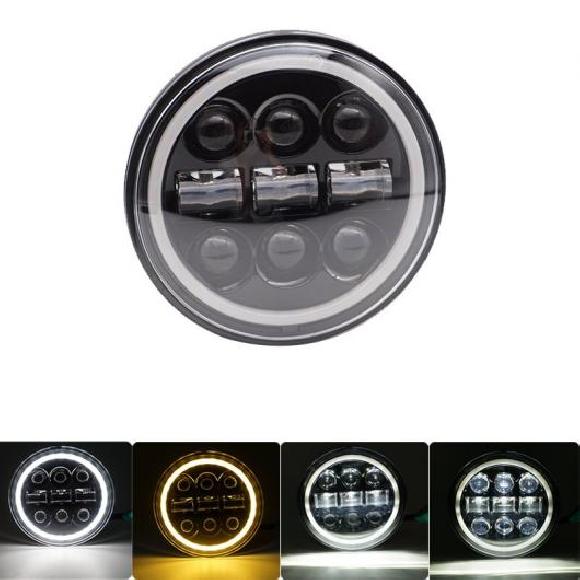 5.75in 自動二輪車 映写機 LED 前照灯 いか輪っか 白いこと DRL 天使 眼球 天々照明ランプ 1×45W 黒いこと AL-KK-2544 2輪 AL 車、バイク、自転車-その他バイクパーツ、アクセサリー用品-バイク