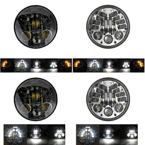5.75インチ オートバイ プロジェクター LED ヘッドライト イカリング 1×60W ホワイト イエロー・1ピース 50W ホワイト AL-KK-2544 2輪 AL