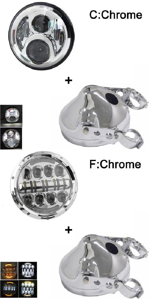 7 ヘッドライト オートバイ 7インチ LED ヘッドライト バケツ トリム リング 60W クローム 1セット・80W クローム 1セット AL-KK-2644 2輪 AL