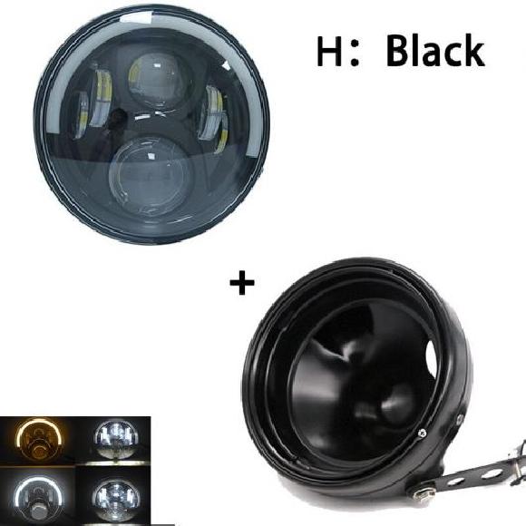 7インチ 80W ドット オートバイ ヘッドランプ エンジェル アイ LED