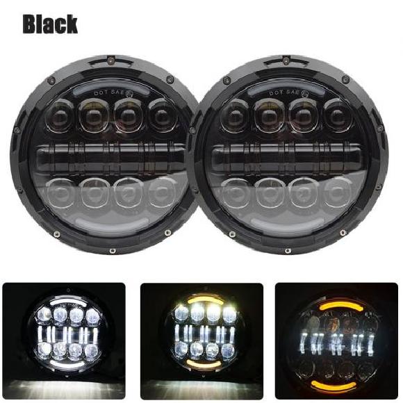 1�y�A 7�C���` DRL LED �w�b�h�����v �C�J�����O �A���O�� �A�C �w�b�h���C�g �K�p: �W�[�v/JEEP �����O���[ 80W �u���b�N H4 AL-KK-2819 AL