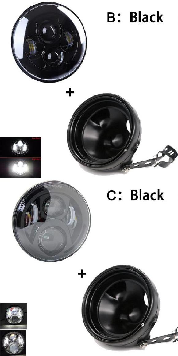 7インチ 80W ドット SAE E9 オートバイ ヘッドランプ 7インチ シェル 1セット 40W ブラック・1セット 60W ブラック AL-KK-2864 2輪 AL