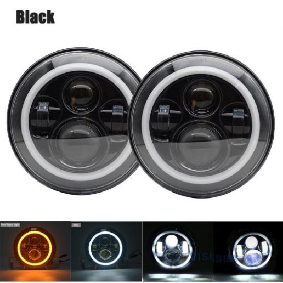 2�s�[�X 7�C���` LED �w�b�h���C�g �n�C/���[ �r�[�� ���C�g �n�� �A���O�� �A�C DRL �w�b�h�����v �K�p: 40W �u���b�N 1�y�A AL-KK-2887 AL