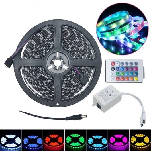 1�Z�b�g 500CM 5050SMD 300LED �h�� RGB LED �X�g���b�v ���C�g �X�g���b�v + 24 �L�[ IR �����[�g �}���`�J���[ AL-LL-6706 AL
