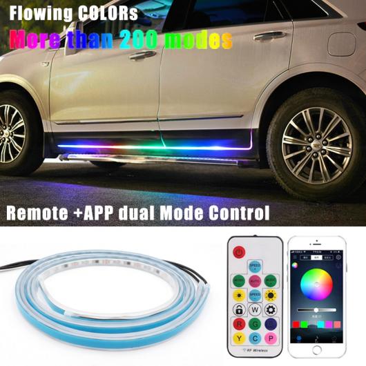 カラフル LED フレキシブル フロー ドア ウェルカムライト ストリップ リモート APP コントロール スカッフ シル パネル RGB ネオン ランプ 1.2m AL-MM-2303 AL