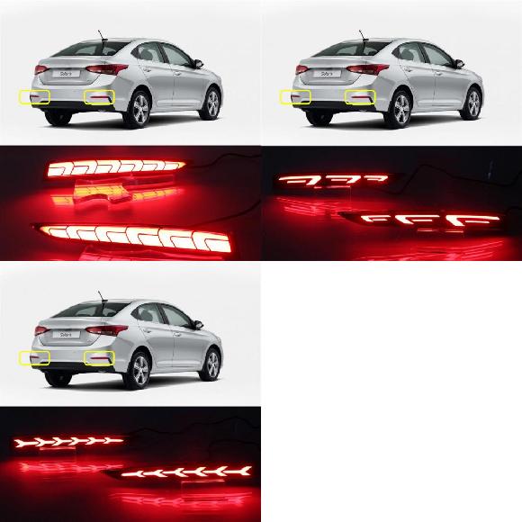 2ピース LED リア バンパー リフレクター ライト 適用: ヒュンダイ/現代/HYUNDAI アクセント ソラリス モデル A〜モデル C AL-MM-5783 AL