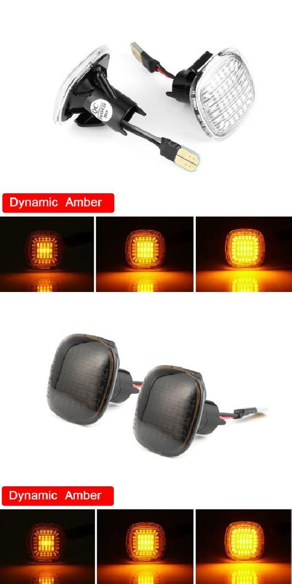 2ピース LED サイドマーカー ライト アンバー ウインカー ダイナミック クリアレンズ・ダイナミック スモークレンズ AL-MM-5864 AL