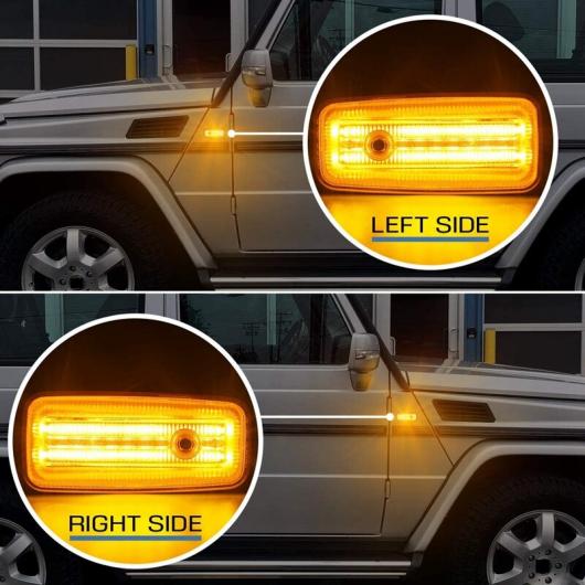 2ピース LED サイド マーカー ライト アセンブリ ウインカー ランプ 適用: メルセデス・ベンツ W463 Gクラス 1986-2002 クリア レンズ AL-NN-5504 ALの画像