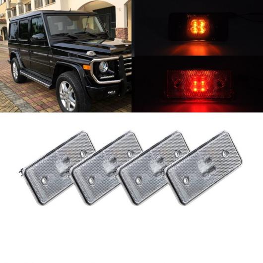 適用: ベンツ W463 G500 G550 G55 AMG G63 AMG 2002-2014 クリア 4X F＆R アンバー レッド LED サイド マーカー ライト オート ウインカー AL-NN-5906 AL