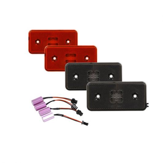 4ピース F＆R アンバー レッド LED サイド マーカー ライト 適用: ベンツ W463 G500 G550 G55 AMG G63 AMG 2002-2014 フロント スモーク リア AL-NN-5931 AL