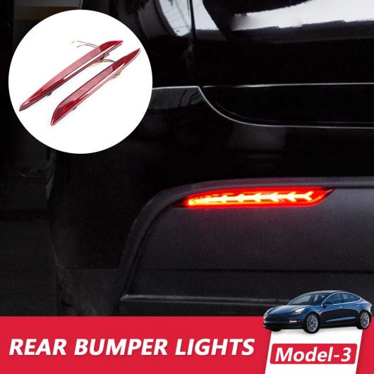 2ピース LED リア バンパー リフレクター ライト トランク テール セーフティー ワーニング ルミナス ブレーキ ランプ 適用: テスラ/TESLA AL-OO-1111 AL