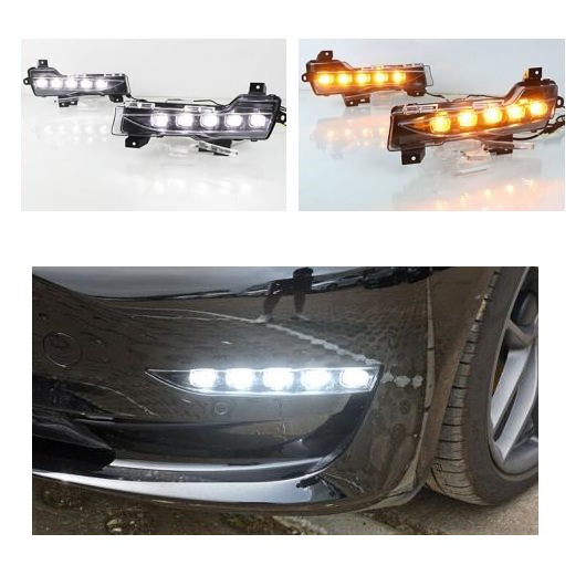 1セット 適用: テスラ/TESLA モデル 3 2017 2018 2019 2020 LED DRL デイタイムランニングライト イエロー×ホワイト AL-OO-1211 AL