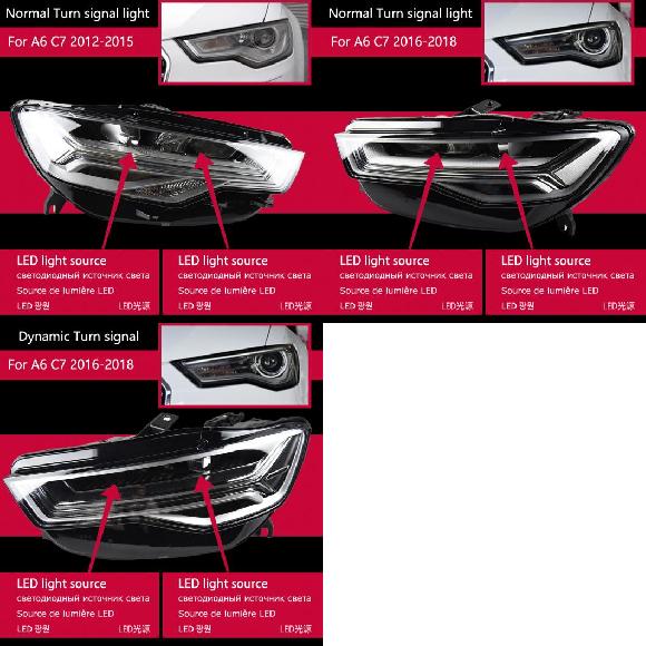 ヘッド ランプ 適用: アウディ/AUDI A6 C7 LED ヘッドライト 2012-2017 ヘッドライト 2012-2015〜2016-2018 ダイナミック AL-OO-7800 AL