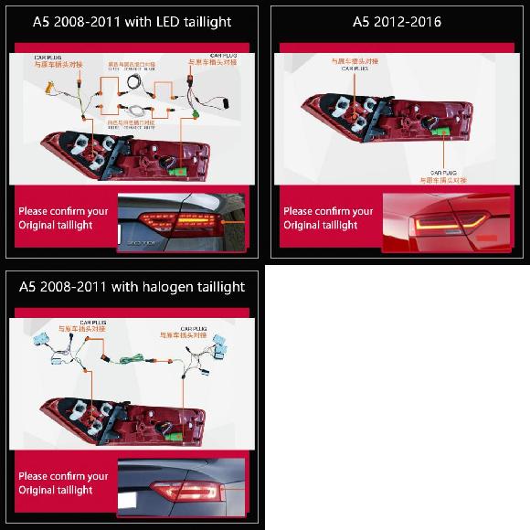 尾っぽ 照明ランプ 当て嵌める: アウディ/AUDI A5 2008-2016 A5 尾っぽ ともし火 LED 蒸気霧 ともし火 DRL 08-11 LED〜08-11 ハロゲン AL-OO-7835 AL 車、バイク、自転車-自動車-その他ライト