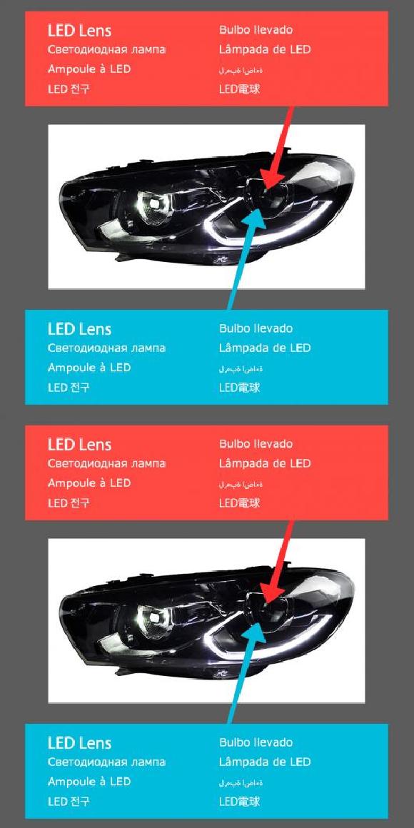 ヘッド ランプ 適用: VW シロッコ R LED ヘッドライト 2009-2017 ヘッドライト シロッコ DRL ウインカー ハイ 1.4T・2.0T AL-OO-8037 AL