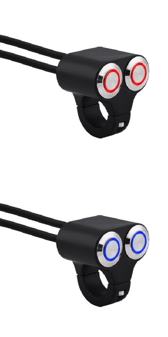 22mm �I�[�g�o�C �n���h���o�[ �}�j���A��-���^�[�� �{�^�� LED ���C�g �����v �R���g���[�� �X�C�b�` ���b�h�E�u���[ AL-RR-3583 AL