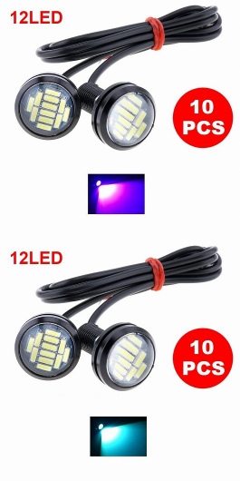10ピース 22mm イーグル アイ ハイ パワー 4014 12SMD 12V フォグ DRL バルブ リバース バックアップ パーキング パープル・アイスブルー AL-RR-4875 AL