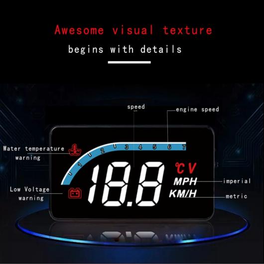 HUD ヘッド アップ ディスプレイ OBD2 スタイリング HUD ディスプレイ スピード超過 ワーニング シールド プロジェクター アラーム システム AL RR 5846 AL :505762060:オートパーツエージェンシー2号店