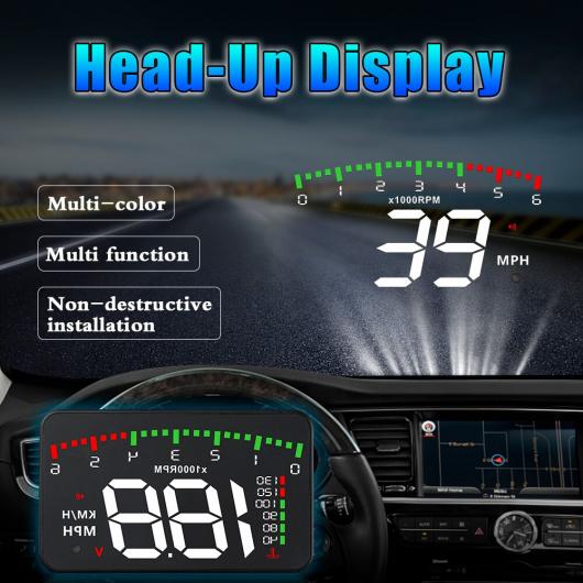 ユニバーサル オート 3.5 A900 HUD OBD RPM ヘッド アップ ディスプレイ スタイリング シールド プロジェクター ウォーター 温度 スピード超過 AL RR 5884 AL :505762480:オートパーツエージェンシー2号店