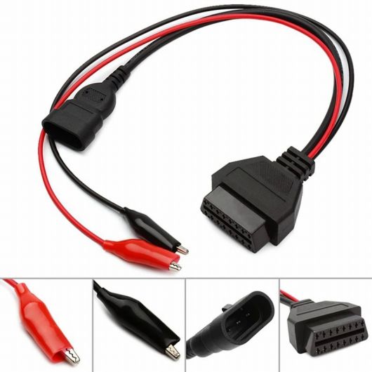 2ピース 適用:フィアット/FIAT 3 ピン アルファ ランチア/LANCIA 16 ピン OBD2 OBD - II コネクタ アダプタ ケーブル OBD ブラック AL-SS-3047 ALの画像