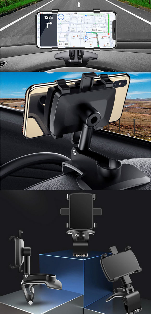 スマートフォンホルダー ABS製 クリップ式 汎用 車載用 お好みの場所にはさむだけ！簡単取り付け AP-AS871 | オートパーツエージェンシー | 01