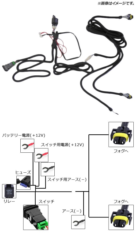 AP スイッチ付き フォグリレーハーネス ニッサン・スズキ汎用 H8/H11/H16 12V AP-EC316｜apagency02｜02