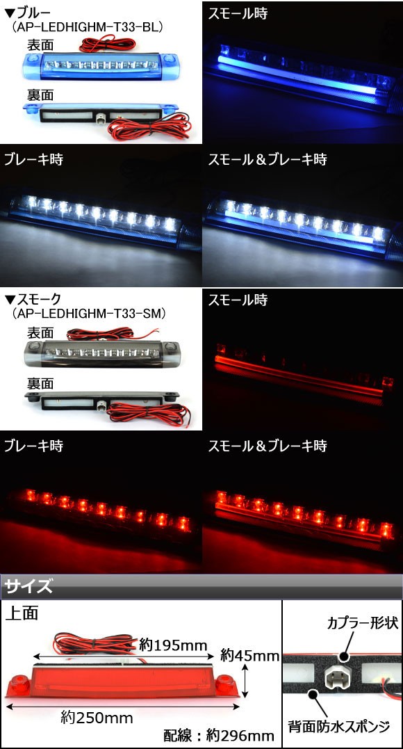 LEDハイマウントストップランプ トヨタ アクア アルファード/ヴェルファイア プリウス/α NHP10 30系 ZVW30 ZVW40W,ZVW41W 9連+LEDライトバー AP-LEDHIGHM-T33｜apagency02｜07