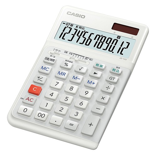 CASIO(カシオ) 人間工学電卓ジャストタイプ 白 JE-12D-WE-N(48882)